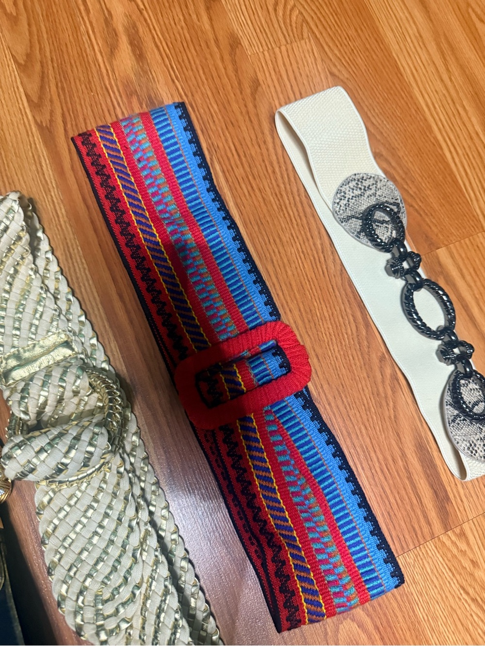 Assorted Women's Elastic and Woven Belts - Neutral, Multicolor, Cream, Black - Picture 3 of 4